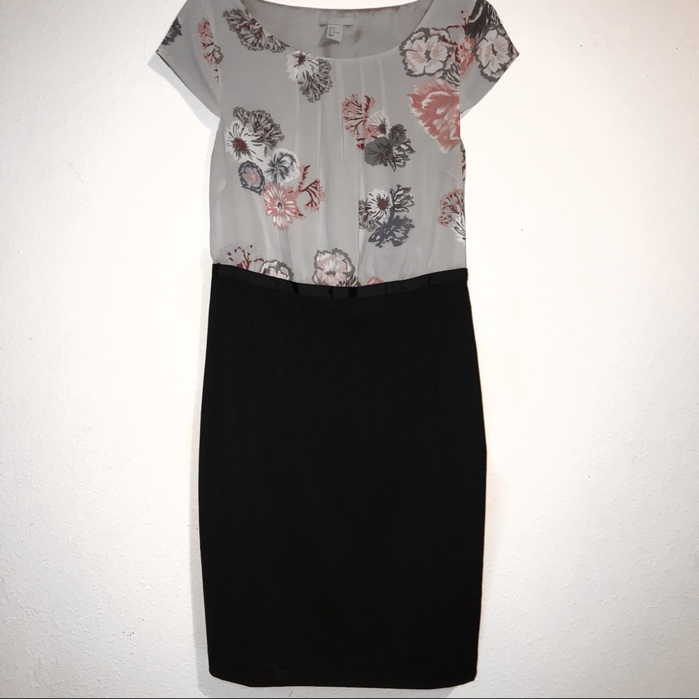 Light gray flower top, and pencil skirt dress